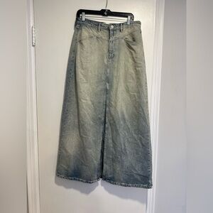 NWT Free People Sz:10 Come As You Are Maxi Light Wash Soft Denim Boho Skirt.
